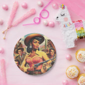  land Westerne vrouw Papieren Bordje (Feest)