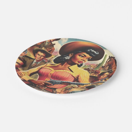  land Westerne vrouw Papieren Bordje (Gekanteld)