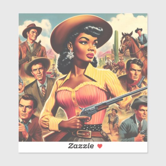  land Westerne vrouw Sticker (Vel)