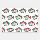 Land White Rabbit Tea Cups Poinsettia Kerstmis Inpakpapier Vel (Voorkant 2)
