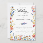 Land Wildbloem  Bloemen Bruiloft Kaart (Voorkant)