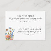 Land Wildbloem Bruiloft DIY Custom Informatiekaartje (Achterkant)