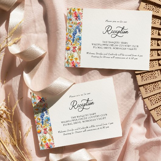 Land Wildbloem bruiloft receptie Informatiekaartje