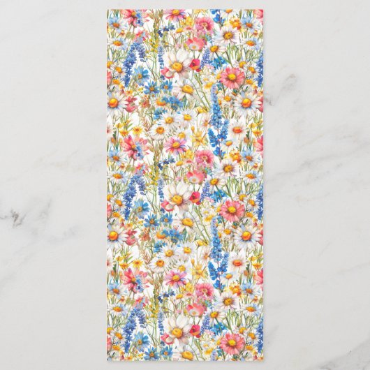 Land Wildbloem Drie gangen Bloemen Bruiloft Menu (Achterkant)