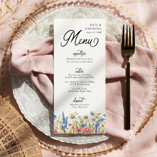 Land Wildbloem Drie gangen Bloemen Bruiloft Menu
