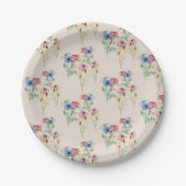 Land Wildbloem Poppy Daisy Coneflower Patroon Papieren Bordje (Voorkant)