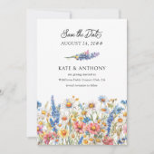 Land Wildbloem Verloving Foto Bruiloft Save The Date (Voorkant)