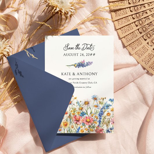 Land Wildbloem Verloving Foto Bruiloft Save The Date