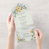 Land Wildbloemen op Bord Groen All In One Uitnodiging (Afscheurbaar)