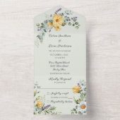 Land Wildbloemen op Bord Groen All In One Uitnodiging (Binnen)