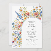 Land Wildflower Boog Bruiloft Kaart (Voorkant)