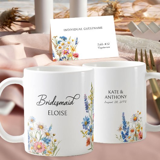 Land Wildflower Bruidsmeisje Bruiloft Gift Koffiemok