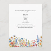 Land Wildflower bruiloft details Informatiekaartje (Achterkant)