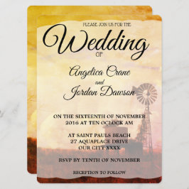 Land windmolen Rustic Wedding Invite Kaart