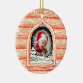 Land Winter Log Cabin Kerstfoto Keramisch Ornament (Rechts)