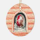 Land Winter Log Cabin Kerstfoto Keramisch Ornament (Links)