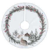 Land Winter Wonderland, Baby Deer, Rustic Kerstboom Rok (Voorkant)