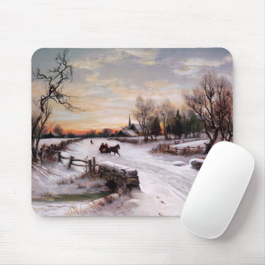  land winterscène kerstcadeau muismat (Met muis)