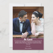 Land Wit/Bourgogne Foto Bruiloft Aankondiging (Achterkant)