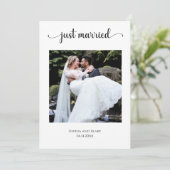 Land wit & grijs foto bruiloft aankondiging (Staand voorkant)