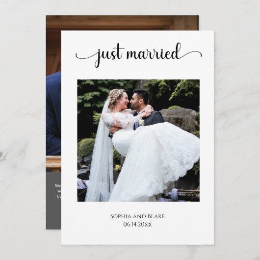 Land wit & grijs foto bruiloft aankondiging (Voorkant / Achterkant)