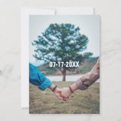 Land wit script typografie foto bruiloft kaart (Achterkant)