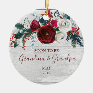 Land Wood Roustige Winter Floral Nieuwe grootouder Keramisch Ornament