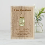 Land Wooden Rustic Mason Jar Save the Date (Staand voorkant)