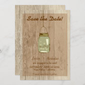 Land Wooden Rustic Mason Jar Save the Date (Voorkant / Achterkant)