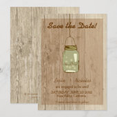Land Wooden Rustic Mason Jar Save the Date (Voorkant / Achterkant)