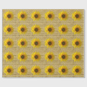 Land Yellow Sunflower Burlap Style Rustic Cadeaupapier (Vlak)