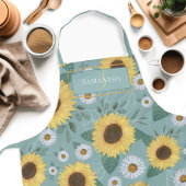 Land Yellow Sunflower Monogram Name Apron Schort