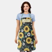 Land Yellow Sunflower Womens Name Apron Schort (Gedragen)