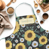 Land Yellow Sunflower Womens Name Apron Schort