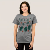 Land & zee: Doodle Patroon Bloemen & planten Tri-Blend Shirt (Voorkant volledig)