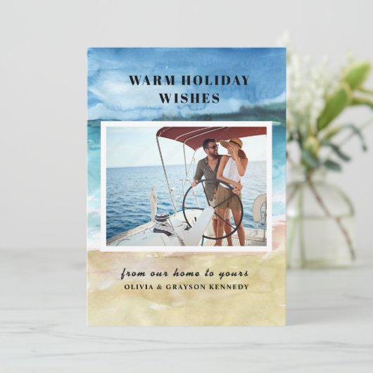 Land & Zee Foto Strand Kerst Kaart (Staand voorkant)