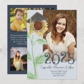 Land Zonnebloem Afstuderen Aankondiging Blauw (Voorkant / Achterkant)