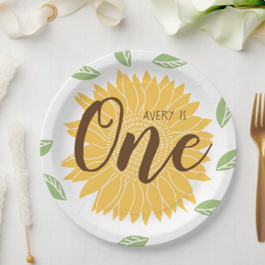 Land Zonnebloem Baby's 1e verjaardag Papieren Bordje