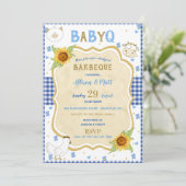 Land Zonnebloem Blauw Gingham Baby Q Barbecue Kaart (Staand voorkant)