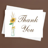 Land Zonnebloem Bloemen Dank u rustieke bruiloft Bedankkaart