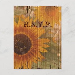  land zonnebloem bruiloft reactie RSVP Uitnodiging Briefkaart