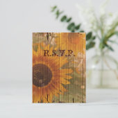  land zonnebloem bruiloft reactie RSVP Uitnodiging Briefkaart (Staand voorkant)