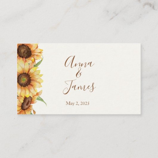 Land Zonnebloem Bruiloft Registry Kaart (Achterkant)