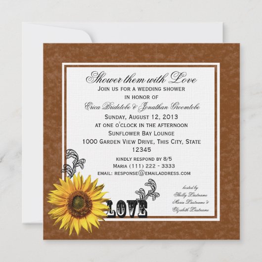 Land Zonnebloem Bruin Vrijgezellenfeest Kaart (Achterkant)