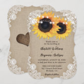 Land Zonnebloem Burlap Bloemen Kant Trouwen Kaart (Voorkant / Achterkant)