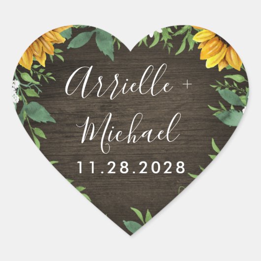 Land Zonnebloem Daisy bruiloft gunst Stickers (Voorkant)