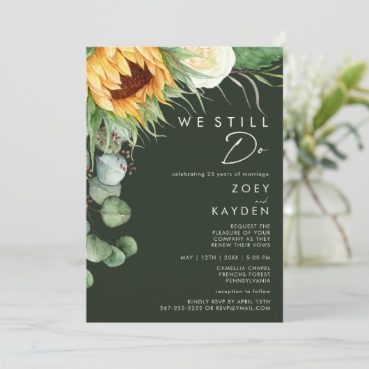 Land Zonnebloem Donker Groen We doen nog steeds re Kaart (Staand voorkant)