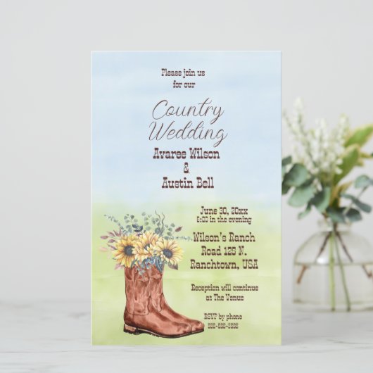 Land Zonnebloem en Cowboy Boot (Staand voorkant)