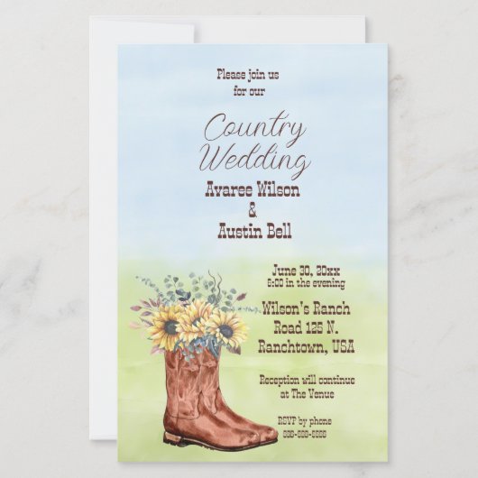 Land Zonnebloem en Cowboy Boot (Voorkant)