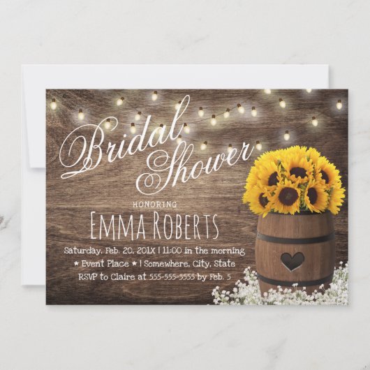 Land Zonnebloem en Koord Lichten Vrijgezellenfeest Kaart (Voorkant)